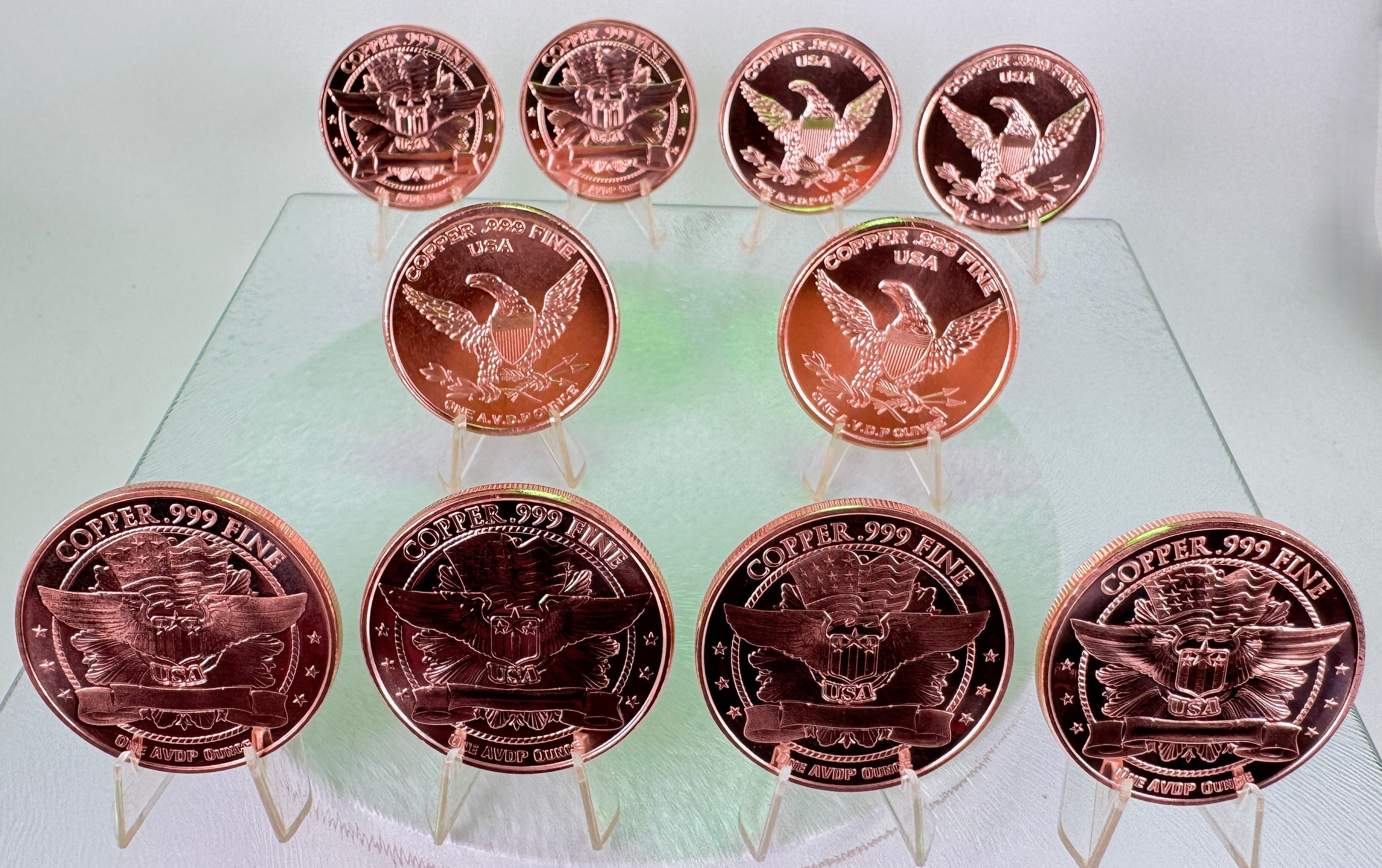 Copper Art Coins * Ten-Piece Dinosaur Collector Set * Fine .999 Bullion Rounds