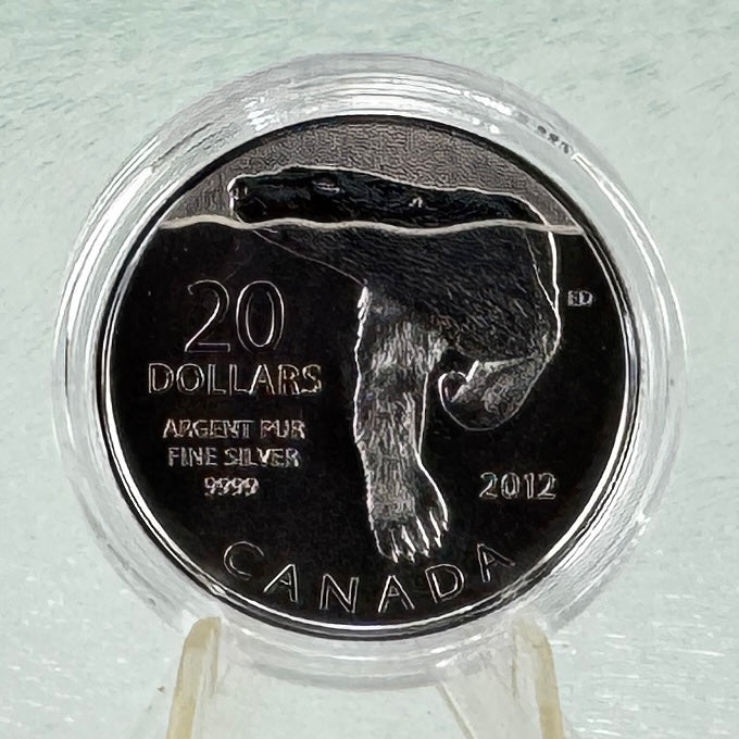2012 Canada $20 Polar Bear Coin * BU .9999 Fine Silver * Free Capsule Included