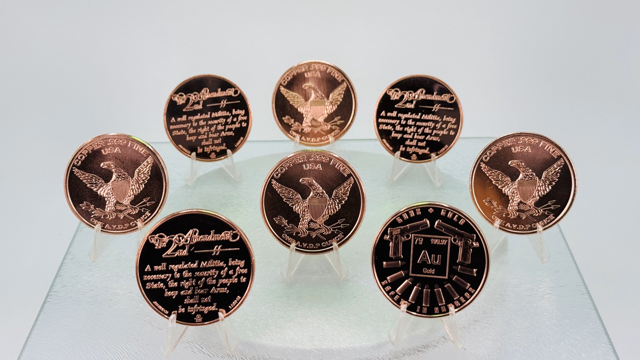 Copper Art Coins * 2nd Amendment Eight-Piece Set * Fine .999 Bullion * Minted in the USA