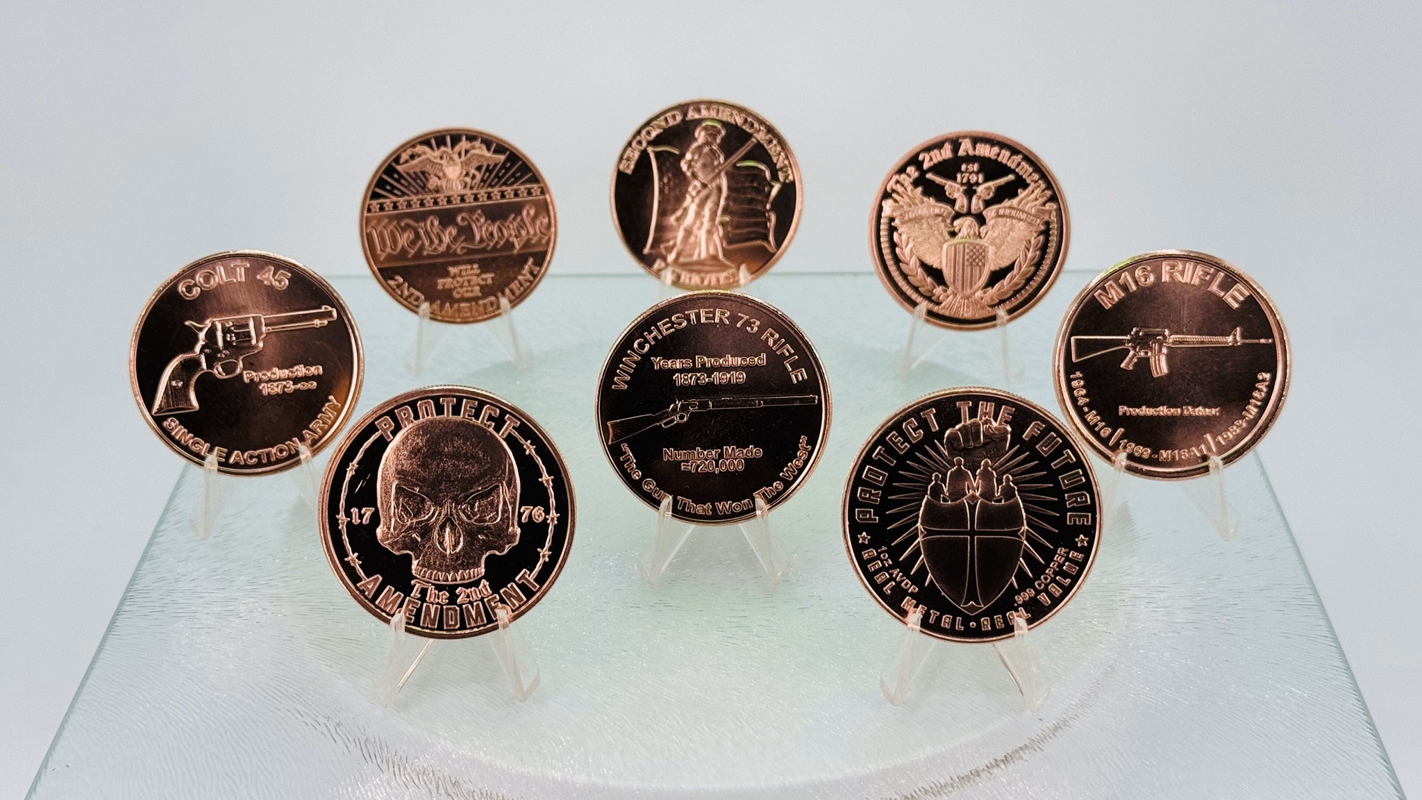 Copper Art Coins * 2nd Amendment Eight-Piece Set * Fine .999 Bullion * Minted in the USA