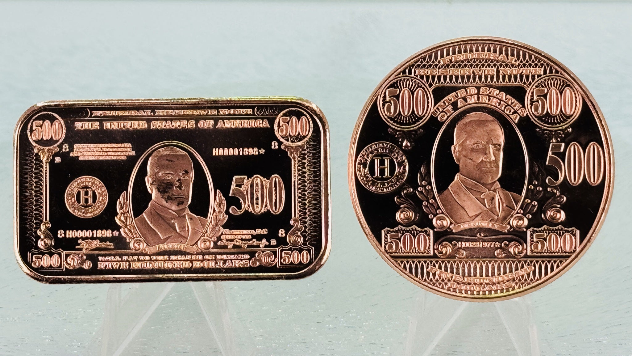 Copper Bullion Coins * 1934 $500 Bill F.R.N Art * Two-Piece Set * Minted in USA