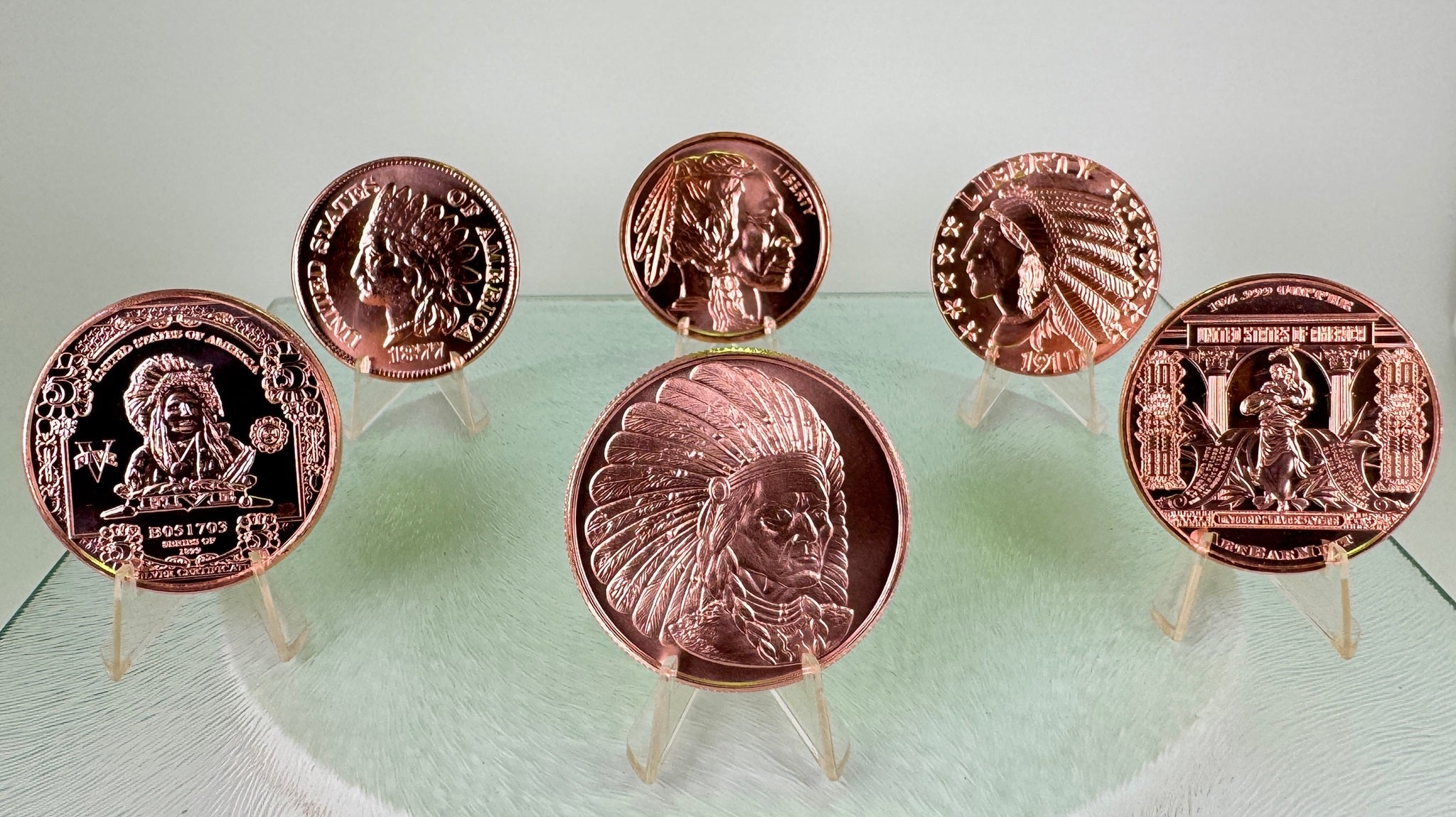 Copper Bullion Coins * 6-Piece Native American Set * 1 oz. Each * Minted in US