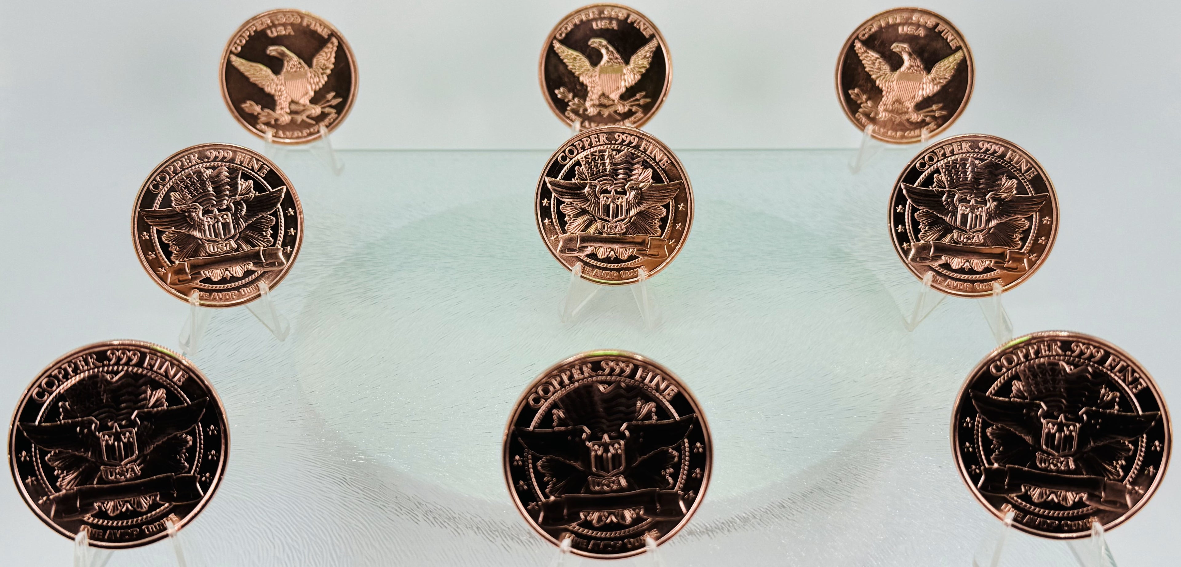 Copper Art Coins * Nine-Piece Dinosaur Set * Fine .999 Bullion * Minted in USA