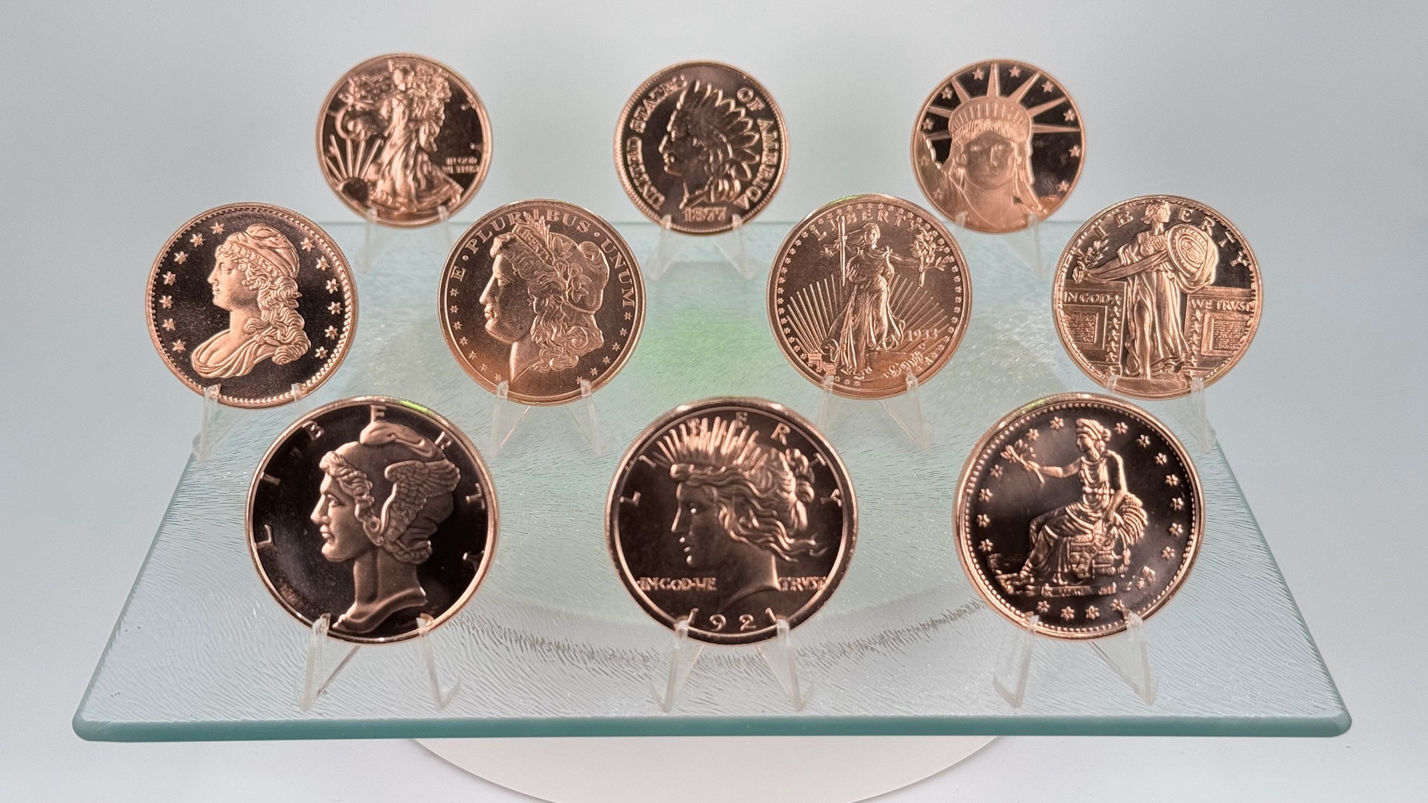 Copper Art Coins * Ten-Piece Liberty Lot * Fine .999 Bullion * Minted in USA