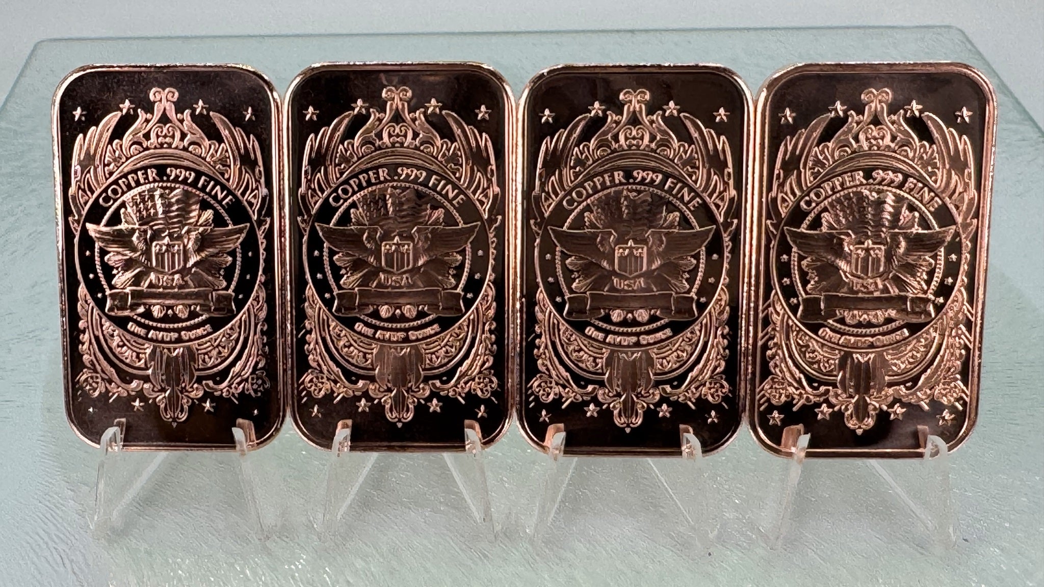 Copper Art Bars * Four-Piece Liberty Lot * Fine .999 Bullion * Minted in USA
