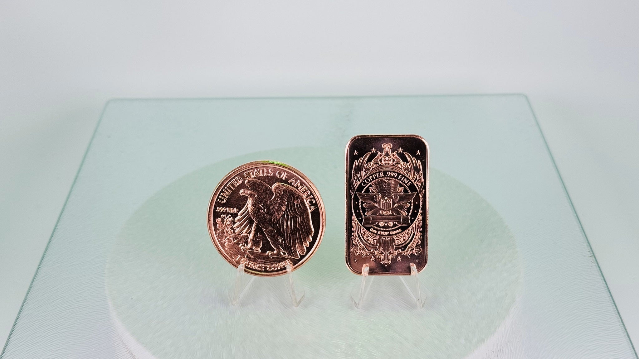 Copper Art Coin & Bar * Two-Piece Liberty Walking Set * Fine .999 Bullion