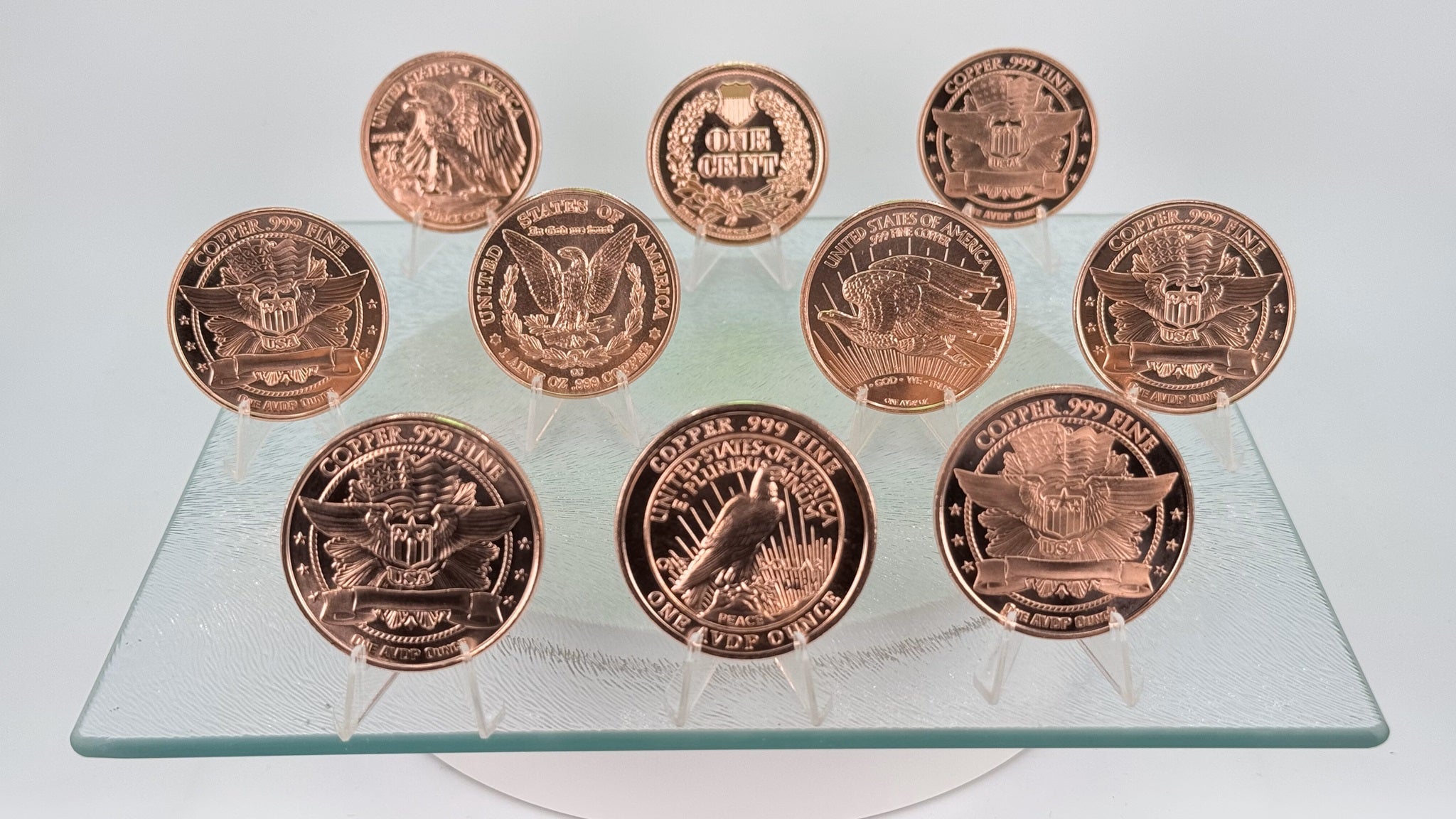 Copper Art Coins * Ten-Piece Liberty Lot * Fine .999 Bullion * Minted in USA