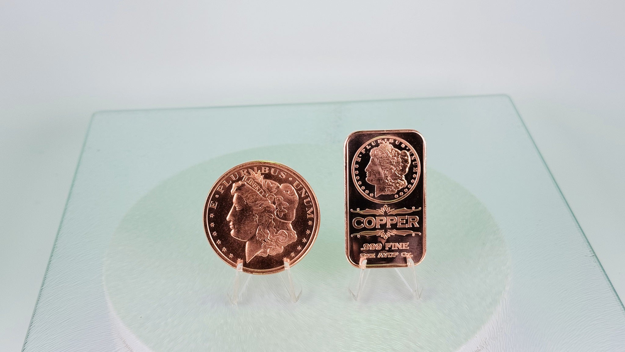 Copper Art Coin & Bar * Two-Piece Morgan Dollar Set * Fine .999 Bullion