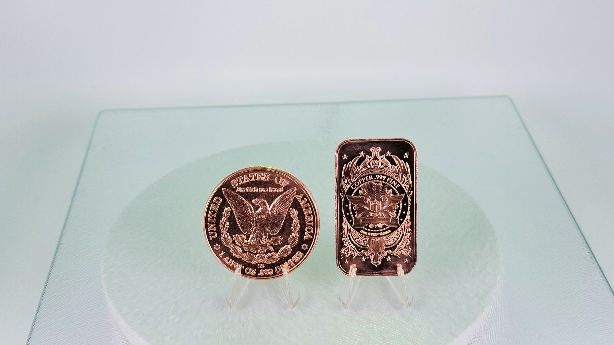 Copper Art Coin & Bar * Two-Piece Morgan Dollar Set * Fine .999 Bullion