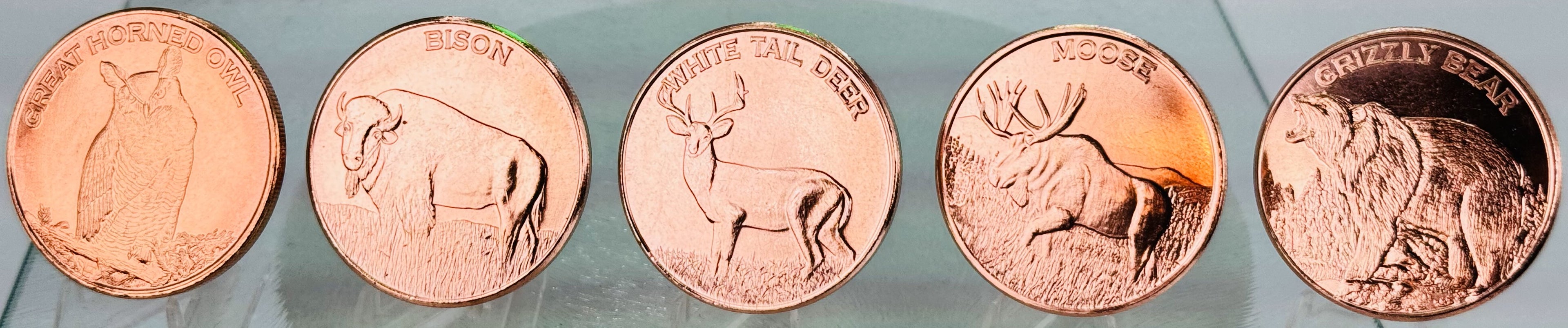 Copper Art Coins * North American Wildlife Series * 5-Piece Set * Minted in USA