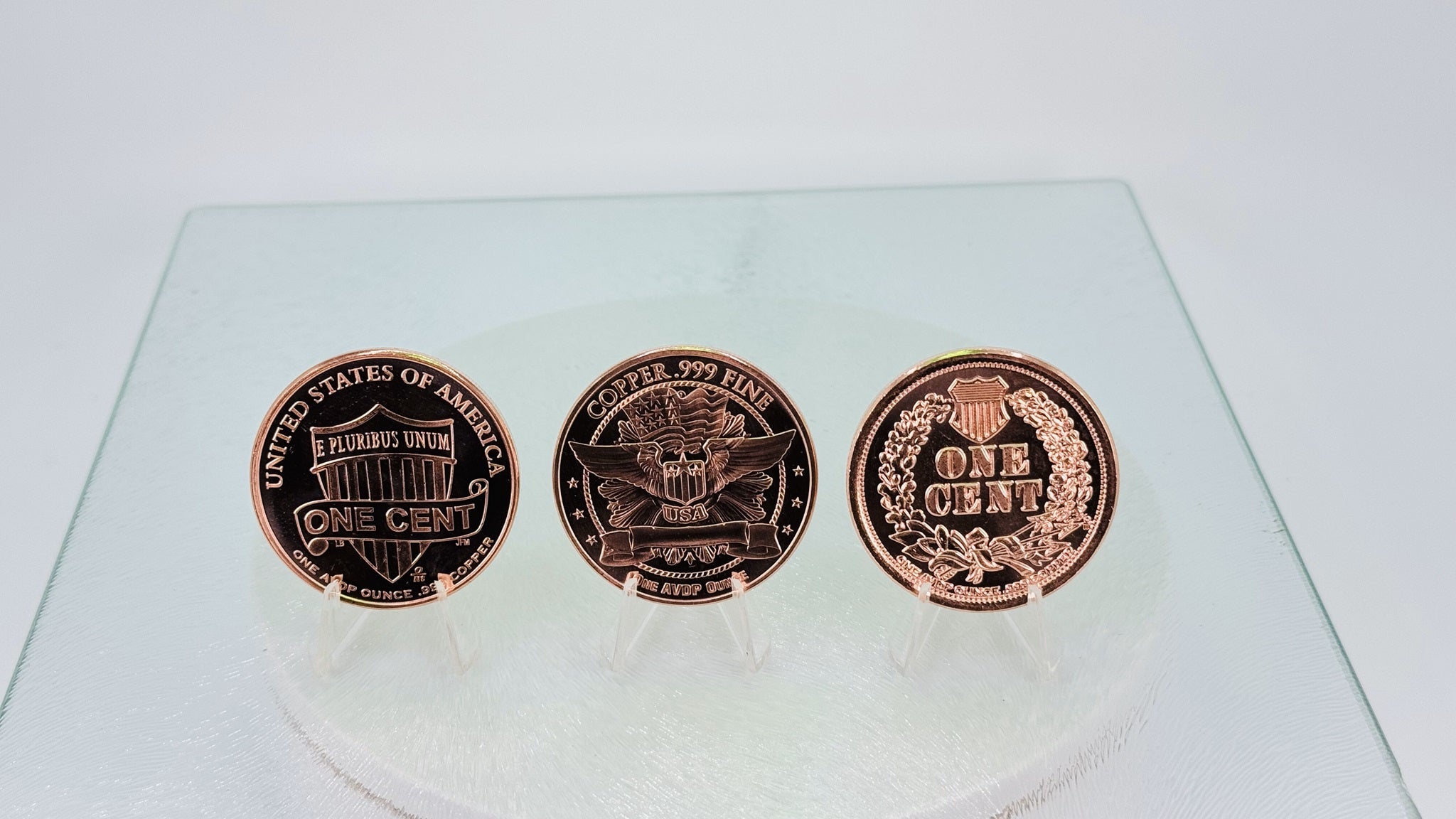 Copper Art Coins * Three-Piece Penny Set * Fine .999 Bullion Rounds * US Minted