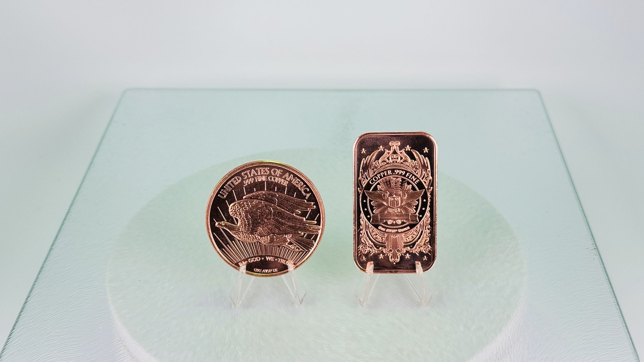 Copper Art Coin & Bar * Two-Piece Saint Gaudens Set * Fine .999 Bullion