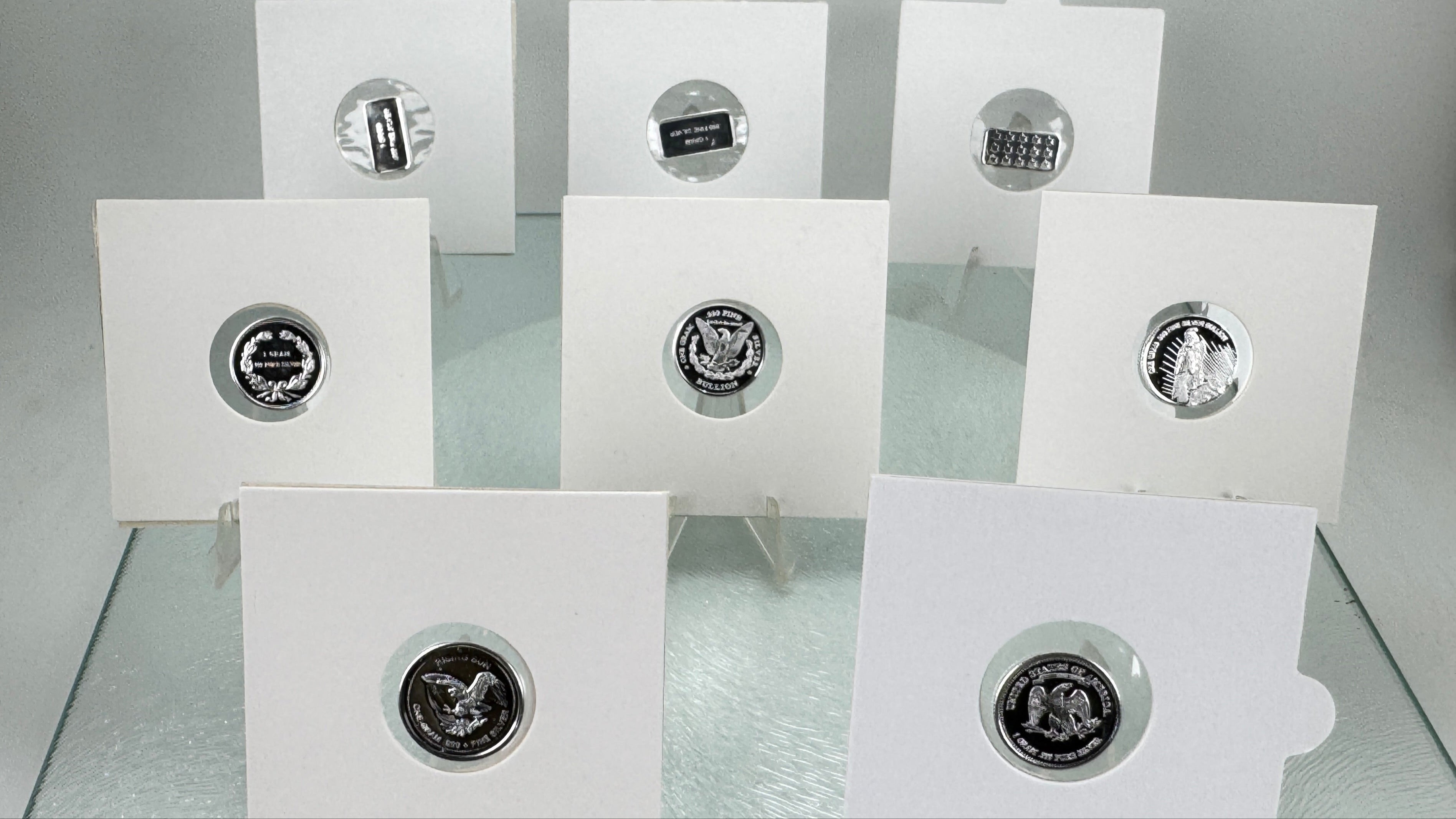 Silver Art Rounds * Eight-Piece Set * Fine .999 Silver Bullion * One Gram Each