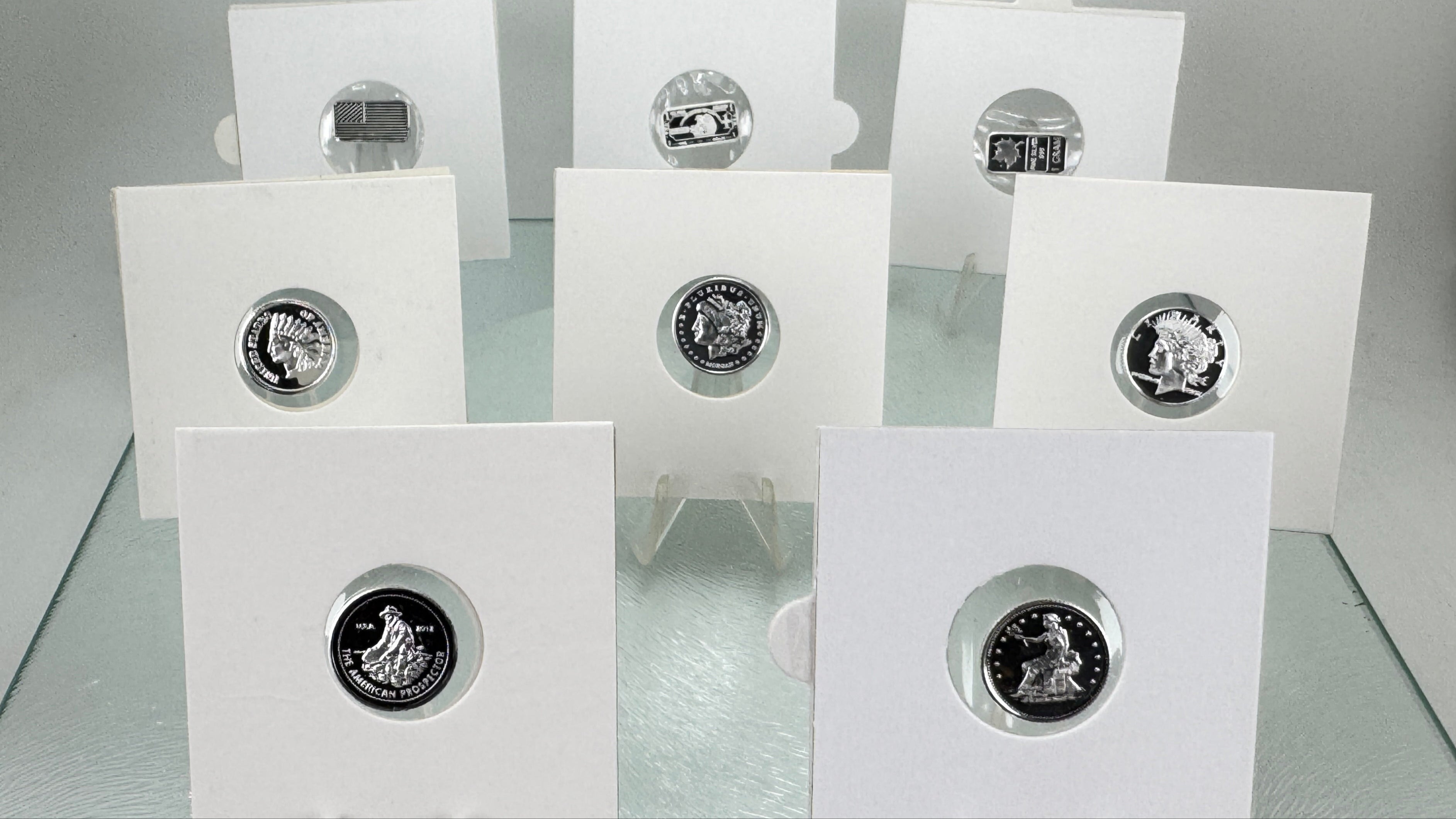 Silver Art Rounds * Eight-Piece Set * Fine .999 Silver Bullion * One Gram Each