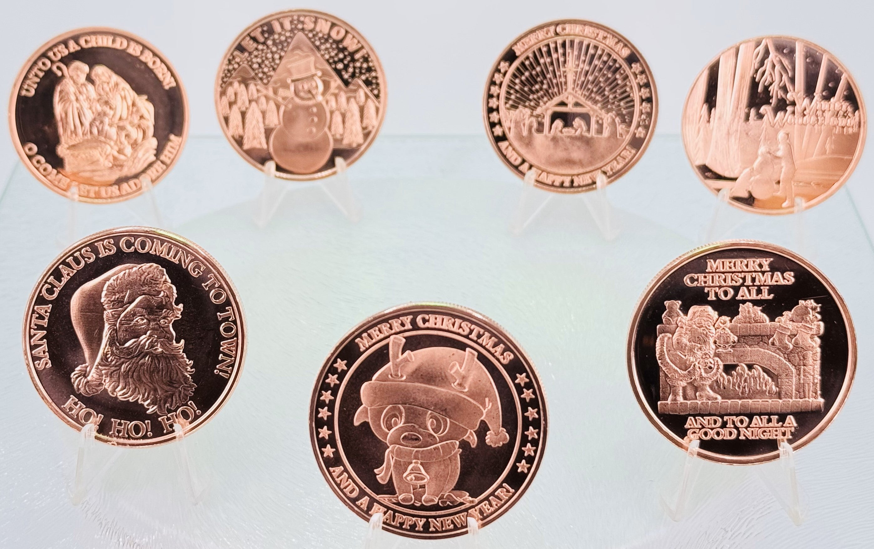 Copper Art Coins * Seven-Piece Holiday Set * Fine .999 Bullion * Minted in USA