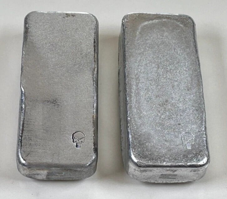 Aluminum Bars * Loaf Style Ingots * Two Bar Lot * 99.9 Bullion * Smooth Finish