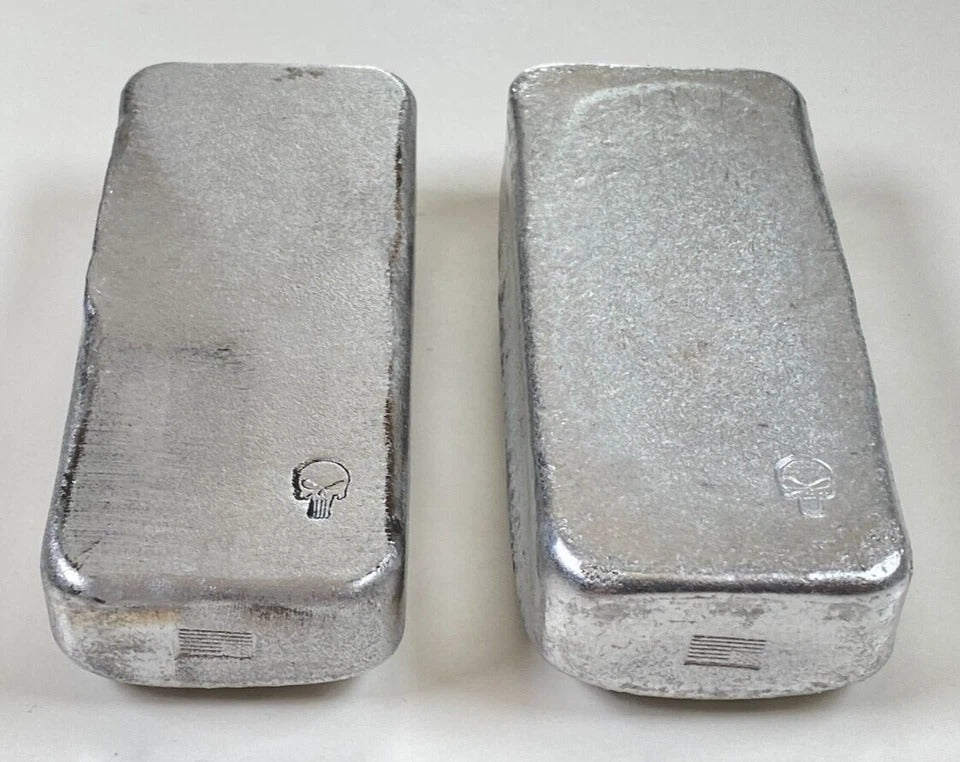 Aluminum Bars * Loaf Style Ingots * Two Bar Lot * 99.9 Bullion * Smooth Finish