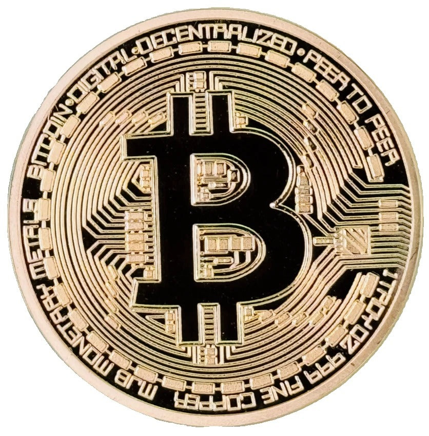 2013 BITCOIN Physical Commemorative Coin * Crypto Block Chain * 24K Gold Plated * Free Capsule Included