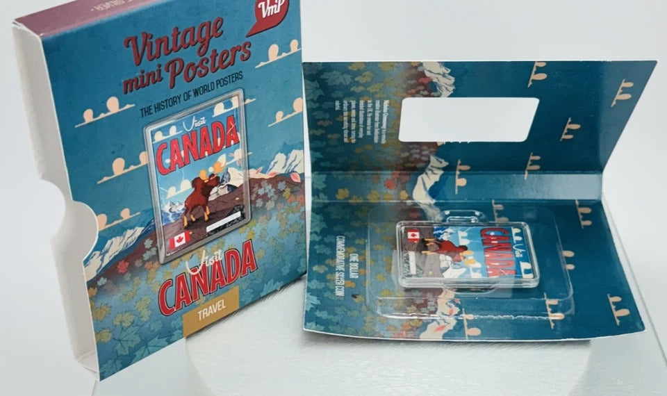 Niue 2015 $1 Vintage Mini Posters “Visit Canada” – JVP & PAMP 1/2 Oz Pure Silver Bar