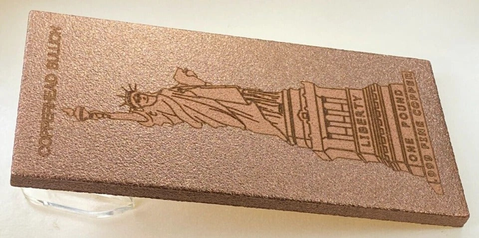 Copperhead Bullion Art Bar * 1Lb. Fine .999 Copper Bullion * Statue of Liberty