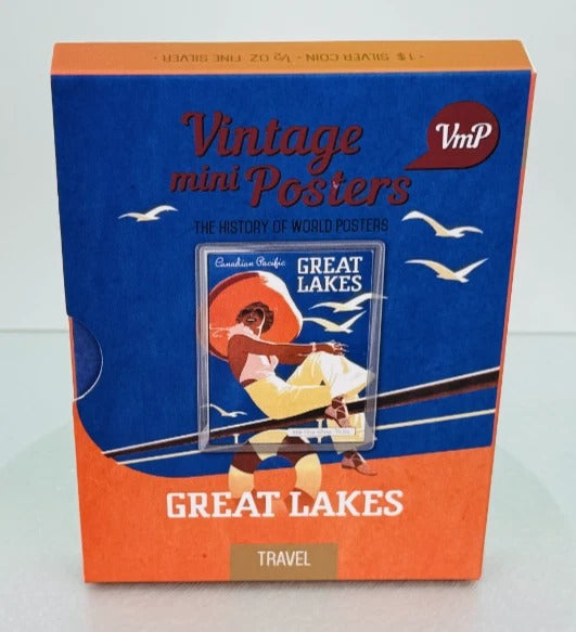 Niue 2015 $1 Vintage Mini Posters “Great Lakes” – JVP & PAMP 1/2 Oz Pure Silver Bar