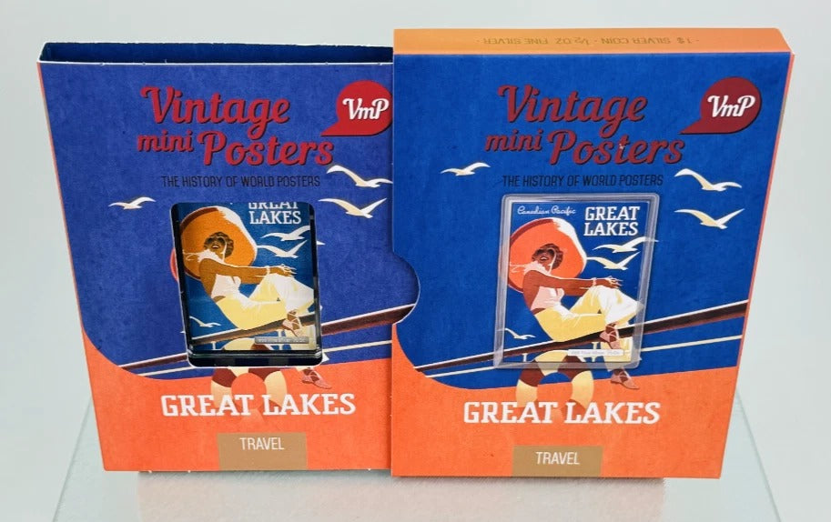 Niue 2015 $1 Vintage Mini Posters “Great Lakes” – JVP & PAMP 1/2 Oz Pure Silver Bar