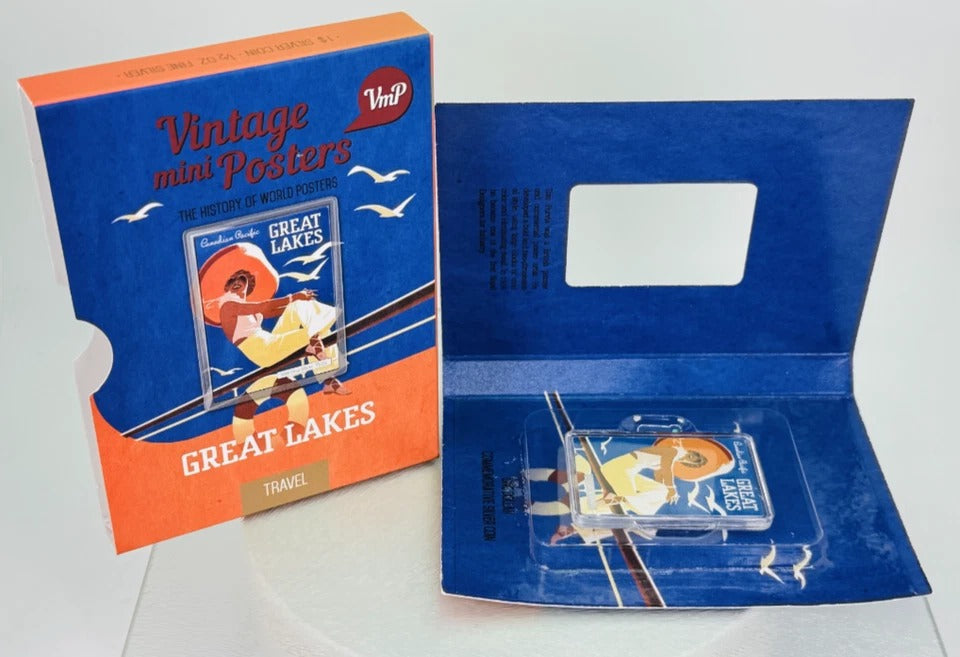 Niue 2015 $1 Vintage Mini Posters “Great Lakes” – JVP & PAMP 1/2 Oz Pure Silver Bar