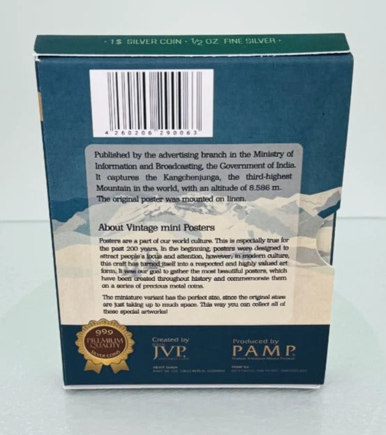Niue 2015 $1 Vintage Mini Posters “See India” – JVP & PAMP 1/2 Oz Pure Silver Bar