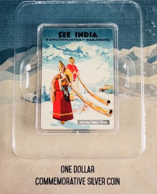 Niue 2015 $1 Vintage Mini Posters “See India” – JVP & PAMP 1/2 Oz Pure Silver Bar