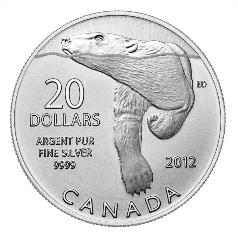 2012 Canada $20 Polar Bear Coin * BU .9999 Fine Silver * Free Capsule Included