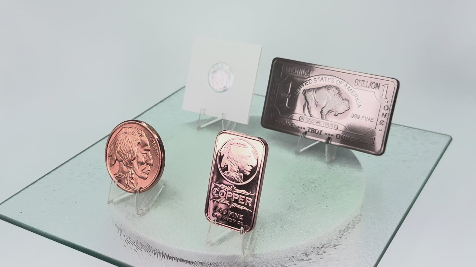 Silver, Titanium, Copper * Native American Art * 4-Pc. Set * Fine .999 Bullion