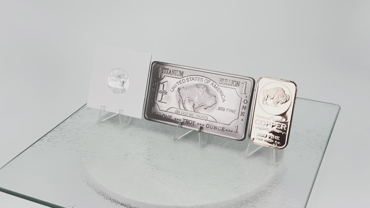 Silver, Titanium & Copper * Buffalo Art Bars * Three-Piece Mixed Bullion Set * Minted in the USA