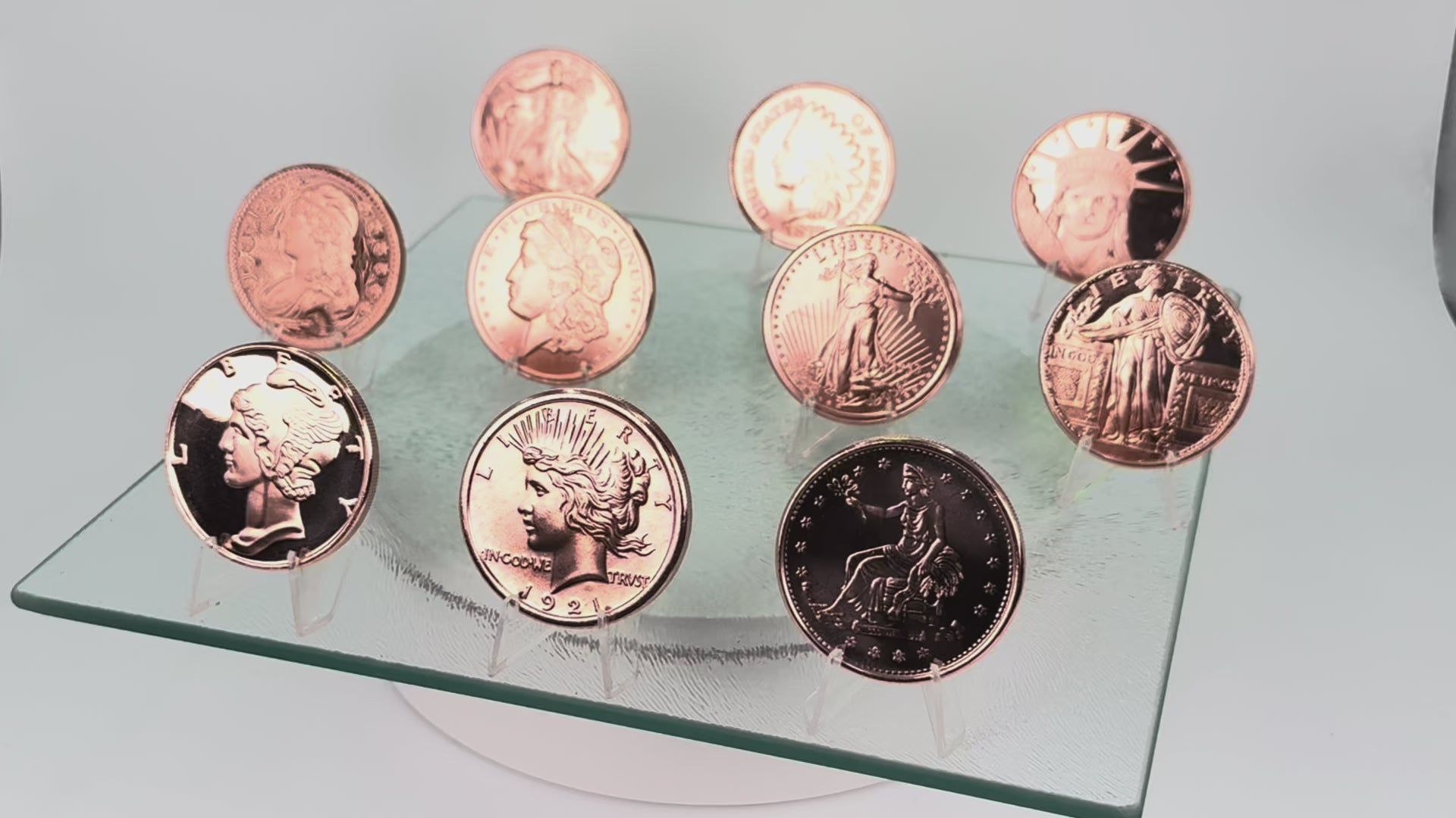 Copper Art Coins * Ten-Piece Liberty Lot * Fine .999 Bullion * Minted in USA
