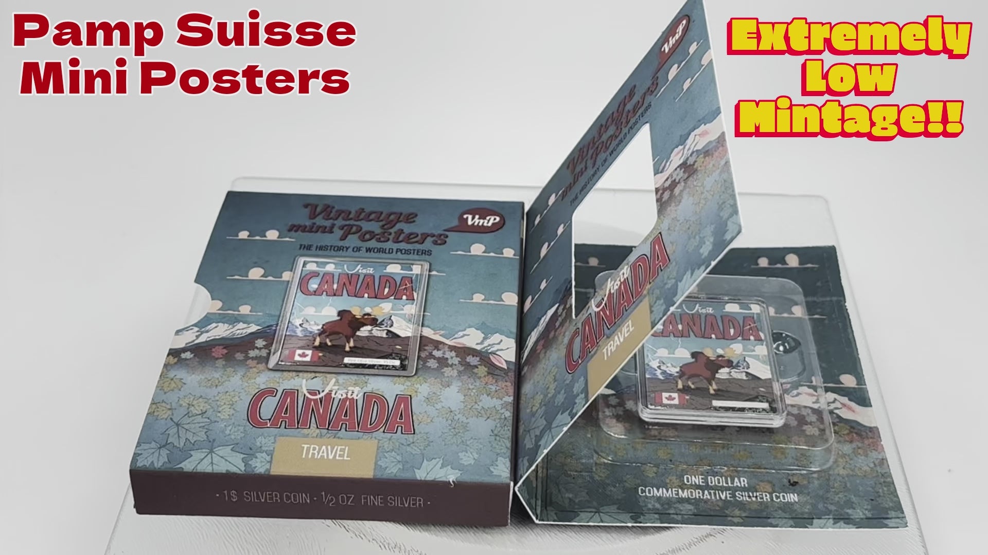 Niue 2015 $1 Vintage Mini Posters “Visit Canada” – JVP & PAMP 1/2 Oz Pure Silver Bar