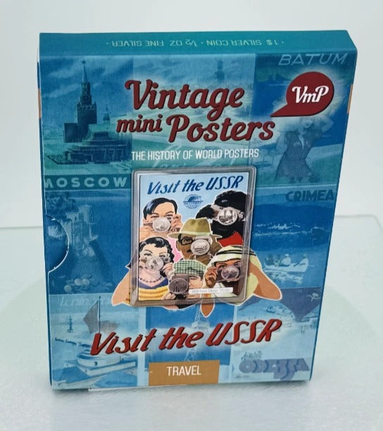 Niue 2015 $1 Vintage Mini Posters “Visit the USSR” * PAMP 1/2 Oz Pure Silver Bar