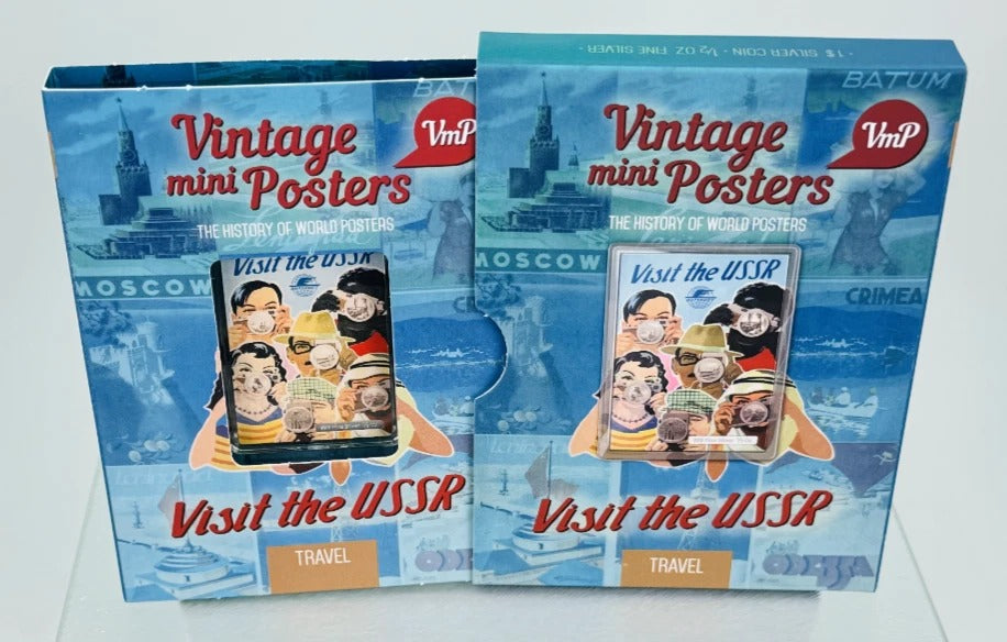 Niue 2015 $1 Vintage Mini Posters “Visit the USSR” * PAMP 1/2 Oz Pure Silver Bar