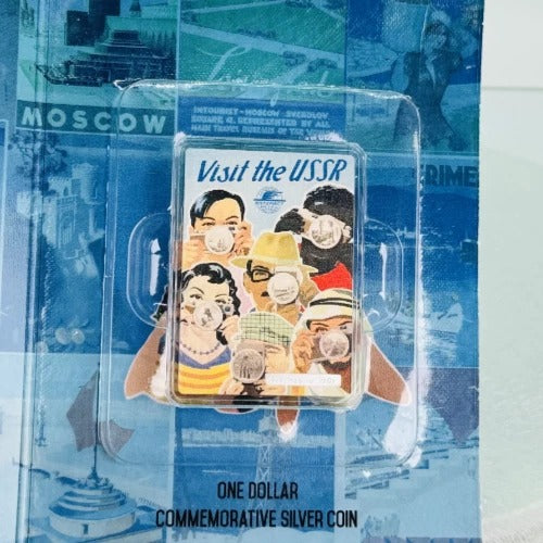 Niue 2015 $1 Vintage Mini Posters “Visit the USSR” * PAMP 1/2 Oz Pure Silver Bar