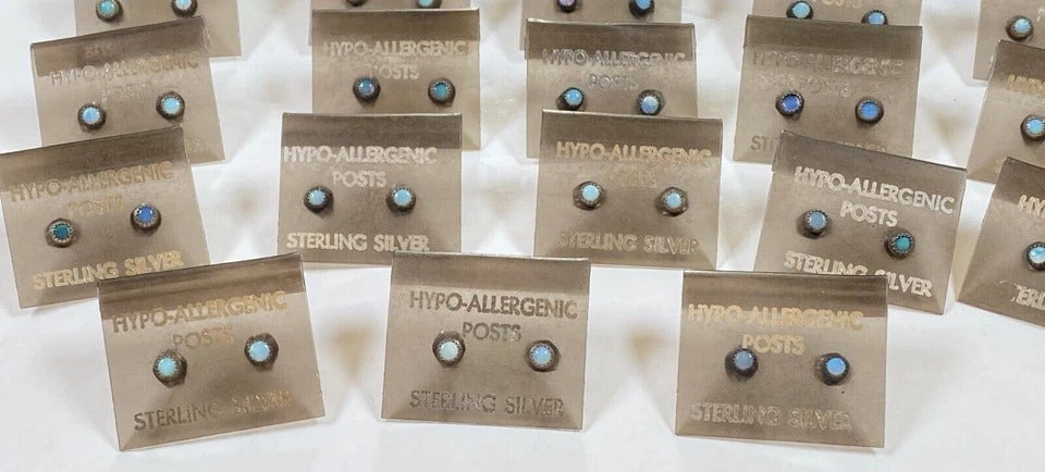 Sterling Silver .925 * Fiery Opal Studs * Vintage 1980's NOS * Hypoallergenic