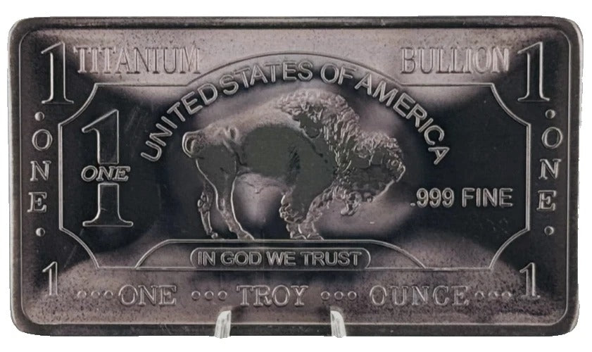Titanium Buffalo Art Bar * One Troy Ounce * Fine .999 Bullion * Minted in the US
