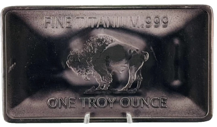 Titanium Buffalo Art Bar * One Troy Ounce * Fine .999 Bullion * Minted in the US