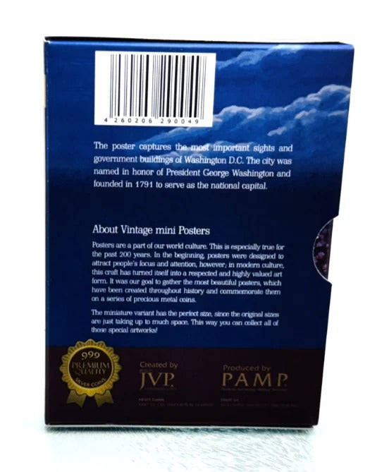 Niue 2015 $1 Vintage Mini Posters “Washington D.C.” – PAMP Suisse 1/2 Oz Silver Bar