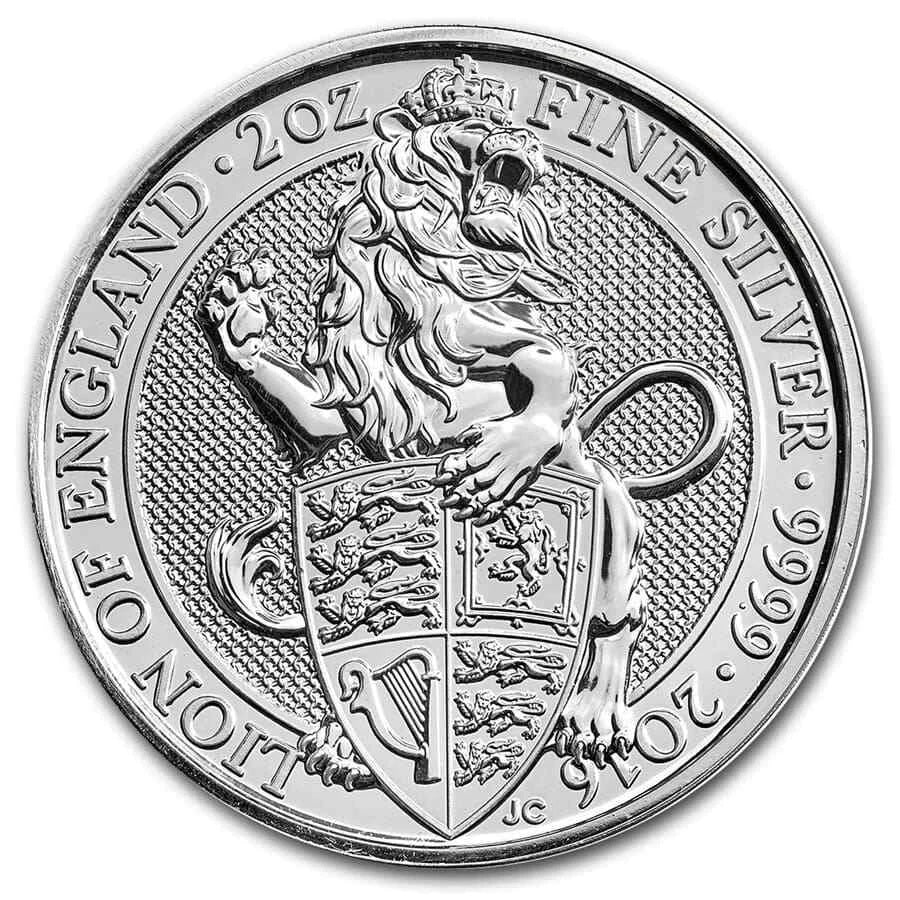2016 British Queen’s Beasts * Lion of England * 2 oz Silver Coin * Plus Free Capsule