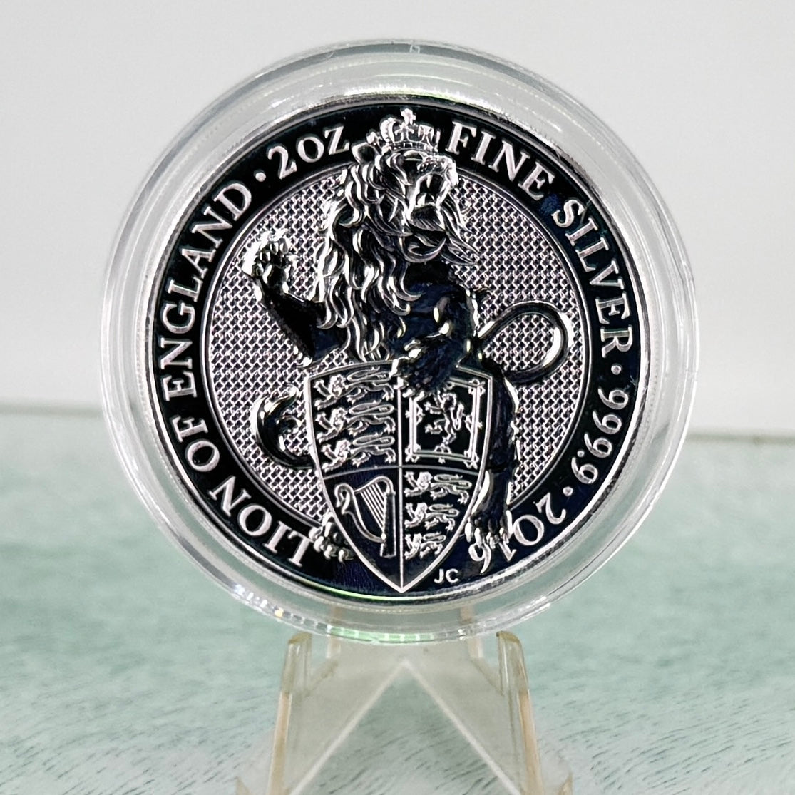 2016 British Queen’s Beasts * Lion of England * 2 oz Silver Coin * Plus Free Capsule