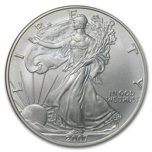 2007-W Burnished American Silver Eagle * Satin Finish * Near Perfect Strike * BU Plus Free Capsule