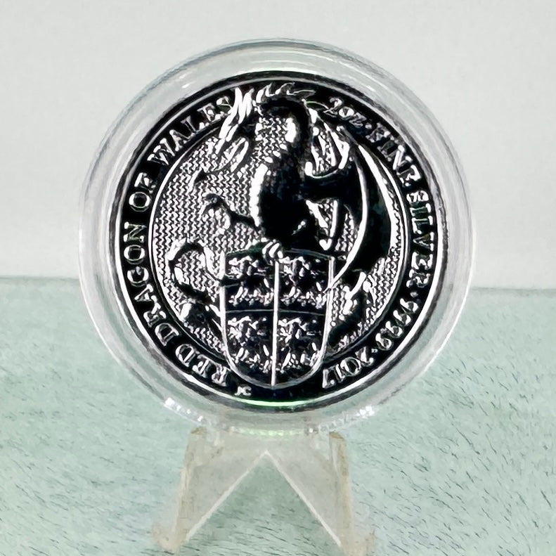 2017 British Queen’s Beasts * Red Dragon of Wales * 2 oz Silver Coin * Plus Free Capsule