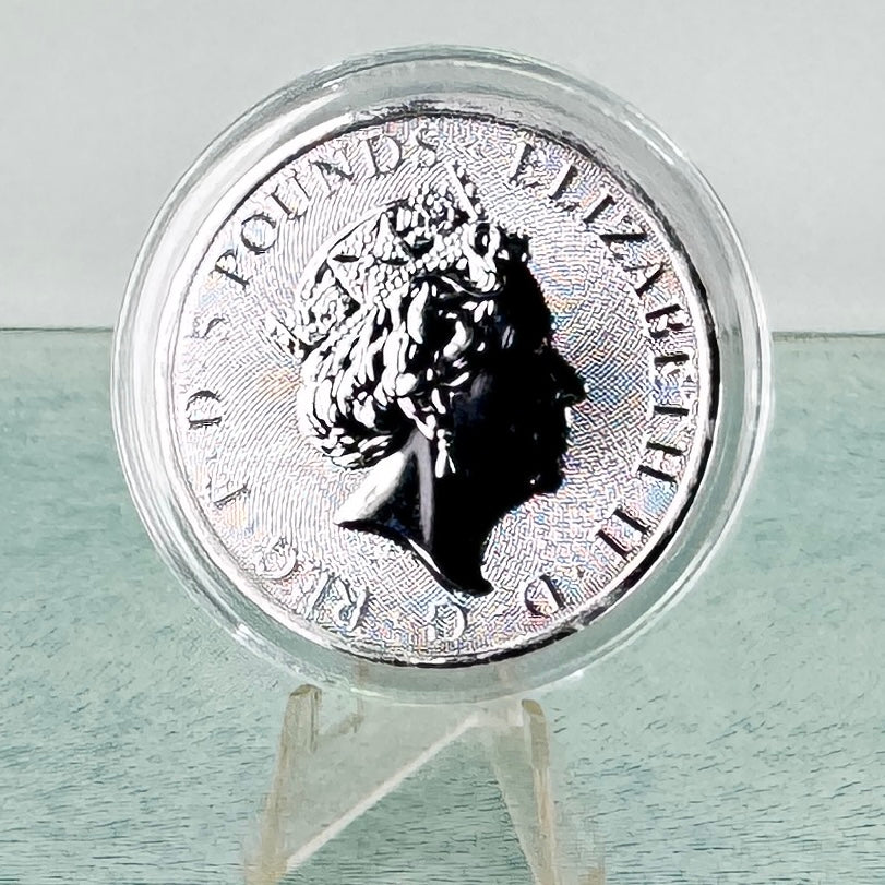 2018 British Queen’s Beasts * Black Bull of Clarence 2 oz Silver Coin * Plus Free Capsule