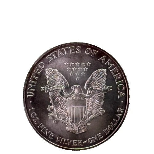 1996 American Silver Eagle * Key Date Near Perfect Strike * Pink Rainbow Tone * Plus Free Capsule