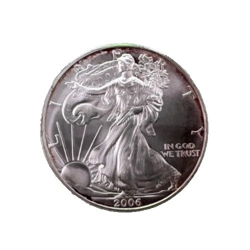 2006 American Silver Eagle * Near Perfect Strike * Rainbow Tone * Plus Free Capsule