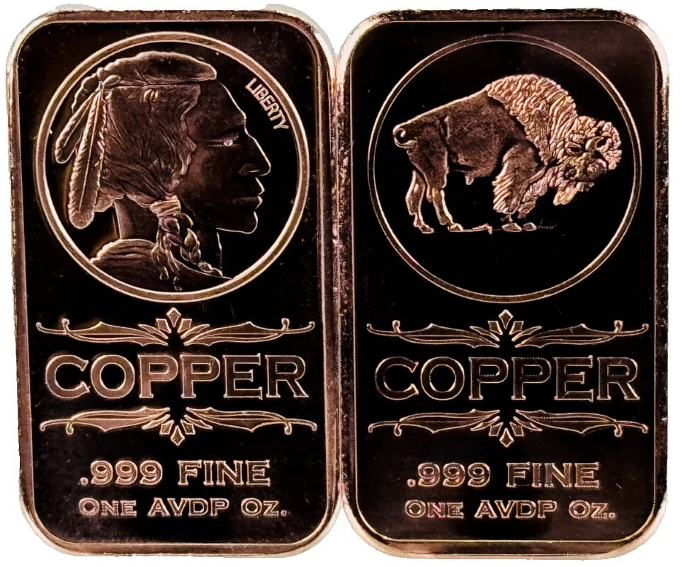 Copper Art Bars * Two-Piece Native American Set * Fine .999 Bullion * USA Minted