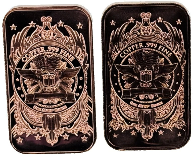 Copper Art Bars * Two-Piece Native American Set * Fine .999 Bullion * USA Minted